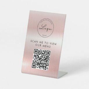 Signe De Table Code QR   Logo Rose Gold du menu Analyse sans cont