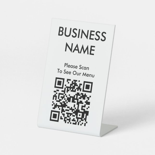 Signe De Table Code QR Menu Grand Format Café Blanc (Recto)