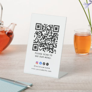 Signe De Table Code QR Menu Noir Logo Paiement Sans Contact Café