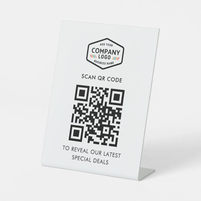 Signe De Table Code QR moderne et logo d'entreprise numérique (Recto)