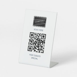 Signe De Table Code QR moderne et logo d'entreprise personnalisé