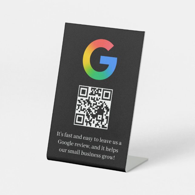 Signe De Table Code QR noir de révision Google Style de table (Recto)