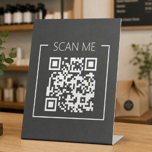 Signe De Table Code QR Noir Scannez-Moi Entreprise