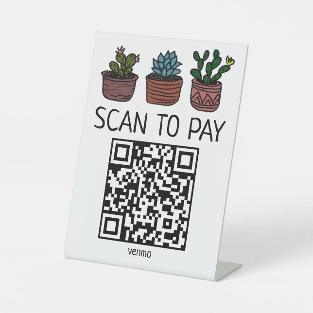 Signe De Table CODE QR PAIEMENT SCAN Cactus Mignons (Recto)