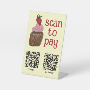 Signe De Table CODE QR PAIEMENT SCAN CUPCAKE Aquarelle BOULANGERI