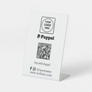 Signe De Table Code QR PayPal   Scannez pour payer avec un logo d