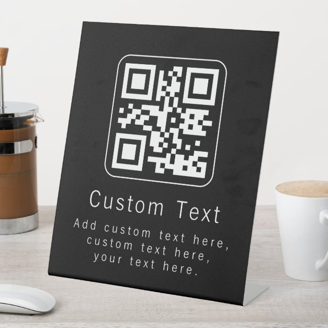 Signe De Table Code QR personnalisable & modèle de texte modifiab (In SItu)
