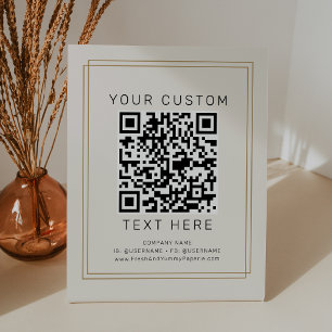 Signe De Table Code QR personnalisé Avery Chic Or et Noir pour En