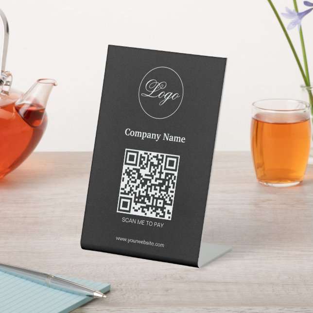 Signe De Table Code QR personnalisé Paiement Logo commercial Logo (In SItu)