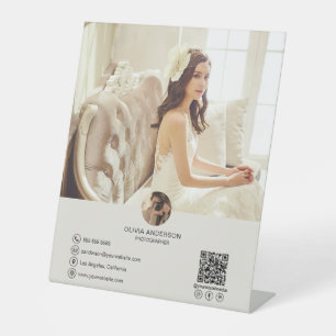 Signe De Table Code QR personnalisé Photo Médias sociaux Entrepri