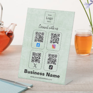 Signe De Table Code QR personnalisé pour nous suivre sur les rése