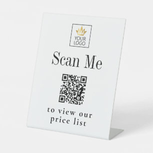 Signe De Table Code QR pour la liste de prix des entreprises