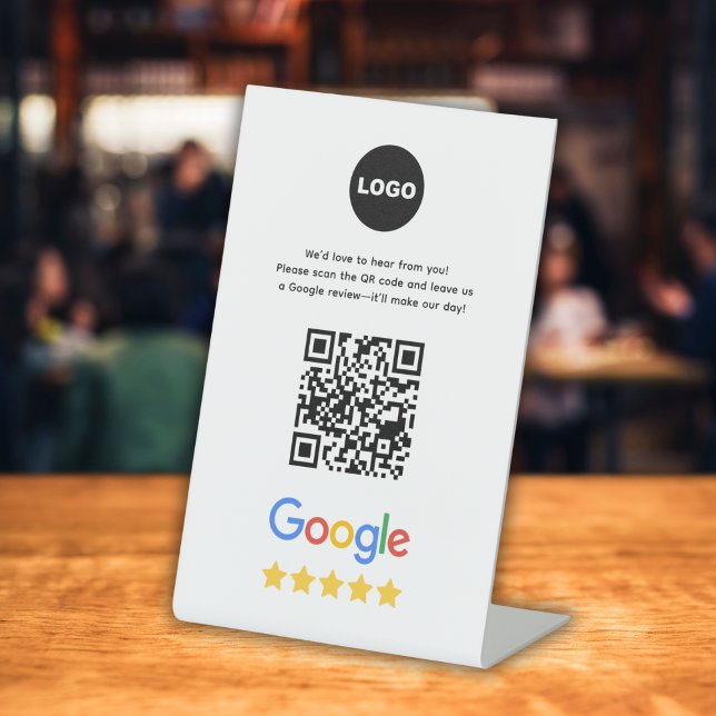 Signe De Table Code QR pour les avis Google My Business (Google Business Review QR Code Pedestal Sign)