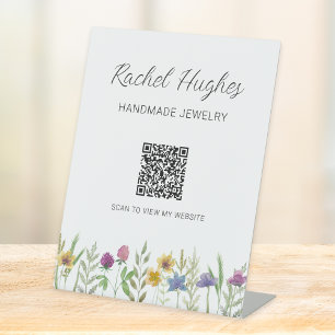 Signe De Table Code QR pour présentoir floral de bijoutier