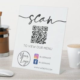 Signe De Table Code QR Réseaux Sociaux Blanc