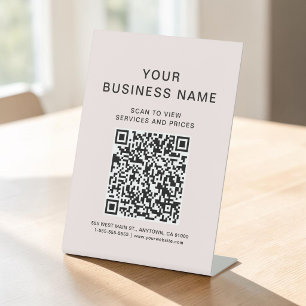 Signe De Table Code QR rose de connexion pour entreprise