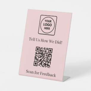 Signe De Table Code QR rose Évaluation de la rétroaction client