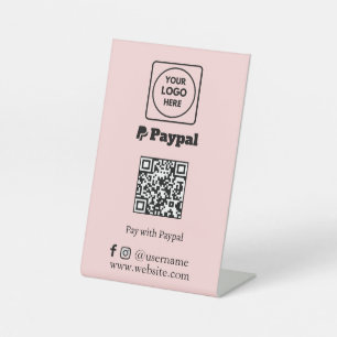 Signe De Table Code QR rose   Logo d'entreprise PayPal Scan-to-Pa