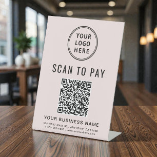 Signe De Table Code QR Rose Paiement par Scan du Logo de l'Entrep