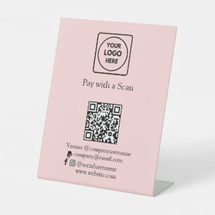 Signe De Table Code QR rose   Paiement professionnel Zelle & PayP