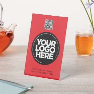 Signe De Table Code QR simple avec logo et texte personnalisés