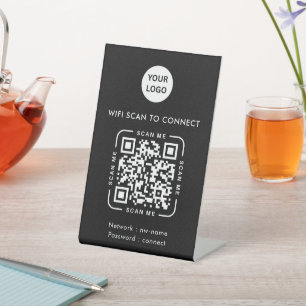 Signe De Table Code QR Wifi Logo d'entreprise Scannez pour vous