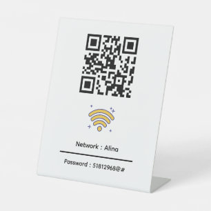 Signe De Table Code QR Wifi personnalisé   Mot de passe réseau mo