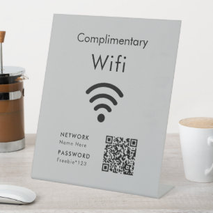 Signe De Table Code WiFi Gratuit Noir & Gris