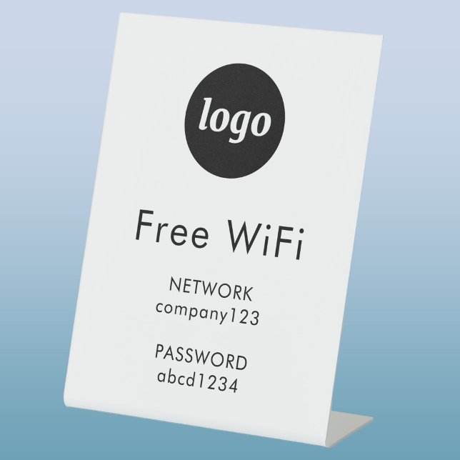 Signe De Table Code WiFi Logo Entreprise Internet (Simple logo with custom text business branding promotional wifi code password pedestal sign)