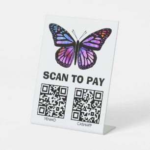 Signe De Table CODES QR POUR PAYER SCANNER Papillon Aquarelle Per