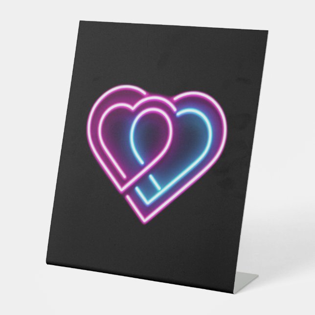 Signe De Table Coeur rose néon/bleu Tasse de la Saint-Valentin (Recto)