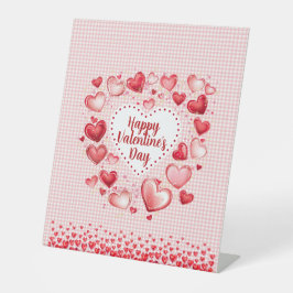 Signe De Table Cœurs de la Saint-Valentin et carreaux Gingham