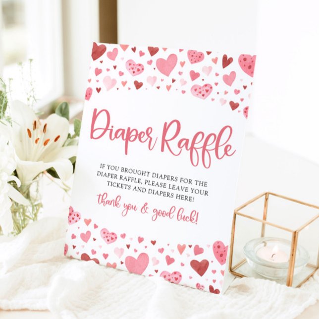 Signe De Table Coeurs roses Valentine Baby shower Déchets Raffle (Créateur téléchargé)