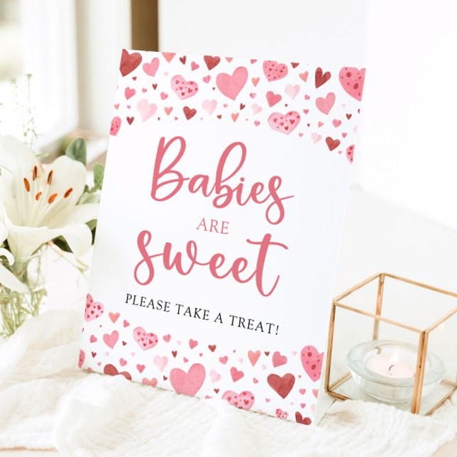 Signe De Table Coeurs roses Valentine Baby shower Les bébés sont  (Créateur téléchargé)