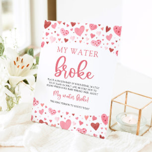 Signe De Table Coeurs roses Valentine Baby shower Mon eau Broke