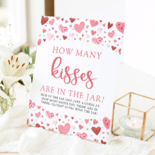 Signe De Table Coeurs Valentine Combien de baisers Baby shower Je
