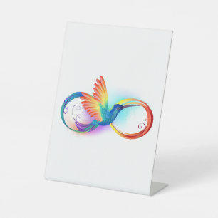 Signe De Table Colibri arc-en-ciel avec symbole Infinity