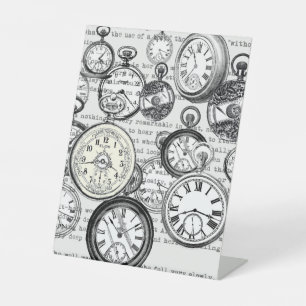 Signe De Table Collage de montres de poche victorienne Alice au p