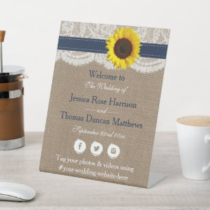 Signe De Table Collection de Mariages de tournesol rustique - Mar