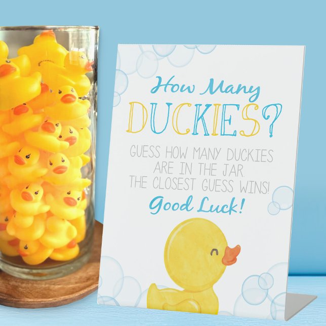Signe De Table Combien de Canards Jeu d'anniversaire ou de Baby s (How Many Duckies Game Party Sign for a Rubber Duck Baby Shower or Ducky Birthday Party)