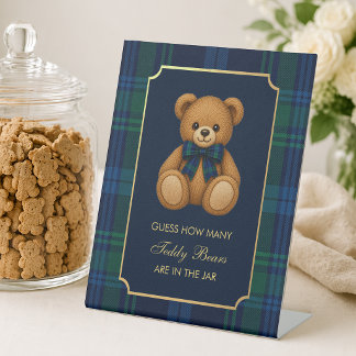 Signe De Table Combien d'ours en peluche Fête prénatale carreaux 