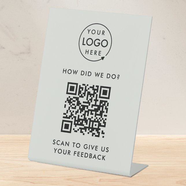 Signe De Table Commentaires sur le code QR | Gris de notation des (Customer feedback template with interactive QR code for small business customer retention.)