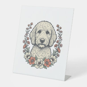 Signe De Table Conception de T-Shirt de Portrait de Chien Bouclé