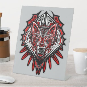 Signe De Table Conception de totem tribal Haida Loup