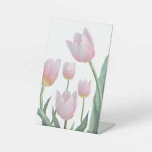 Signe De Table Conception florale de tulipes pastel