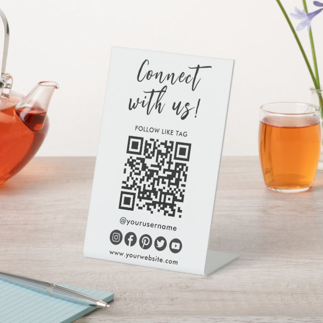 Signe De Table Connectez-vous aux médias sociaux américains Code  (In SItu)