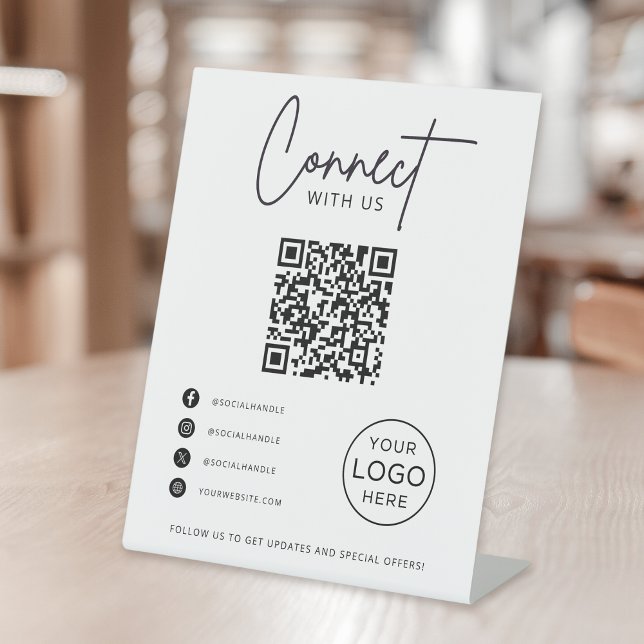 Signe De Table Connectez-Vous Aux Médias Sociaux Américains QR Co (Créateur téléchargé)