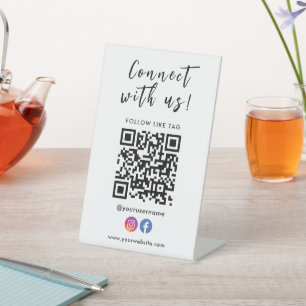 Signe De Table Connectez-vous avec nous Facebook Instagram Qr Cod