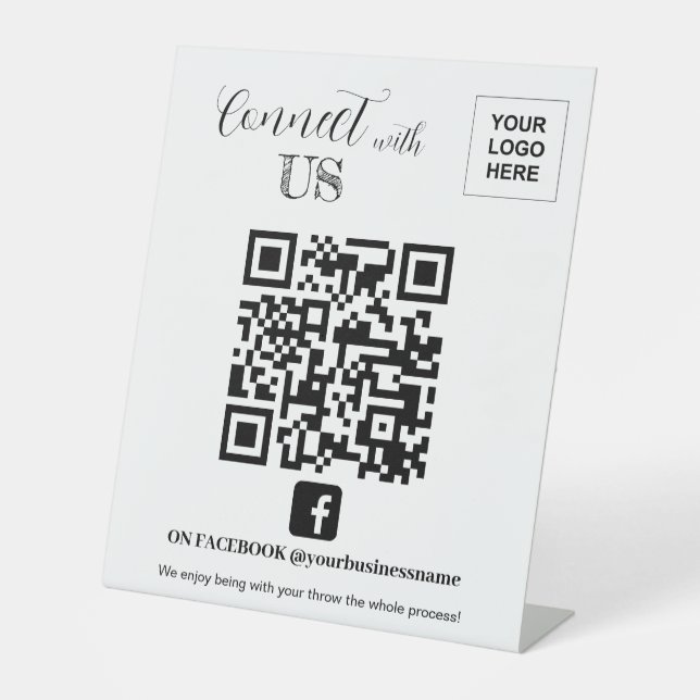 Signe De Table Connectez-vous avec nous Facebook QR code (Recto)