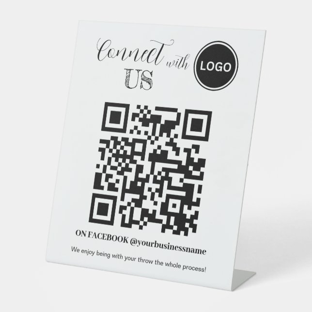 Signe De Table Connectez-vous avec nous Social Media Code QR (Recto)